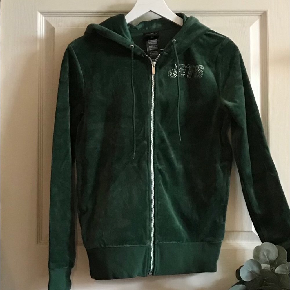 NFL New York Jets Juniors Velour Full Zip Hoodie